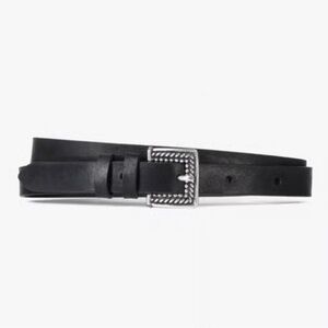 The Kooples Cracked-Effect Leather Belt with Silver Buckle